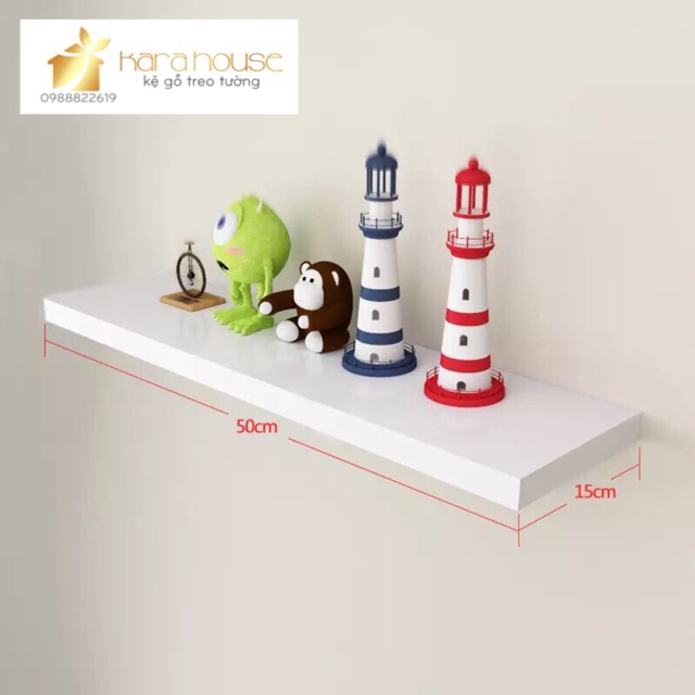 Kệ gỗ treo tường thanh  dài 60cm sâu 12cm dày 2cm.