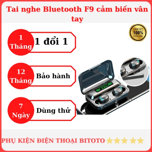 Tai nghe Bluetooth F9 cảm biến vân tay, cách âm chống ồn, kết nối điện thoại, laptop,ipab, chống nước- Bitoto