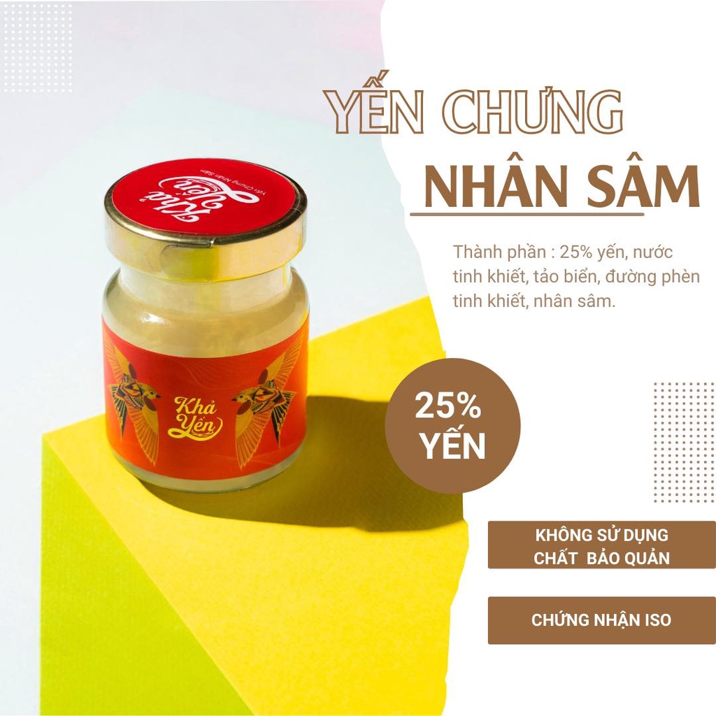 Khả Yến - Yến Chưng NHÂN SÂM 25% Yến - Yến Hũ Nguyên Chất Chưng Sẵn - Yến Sào Khánh Hòa