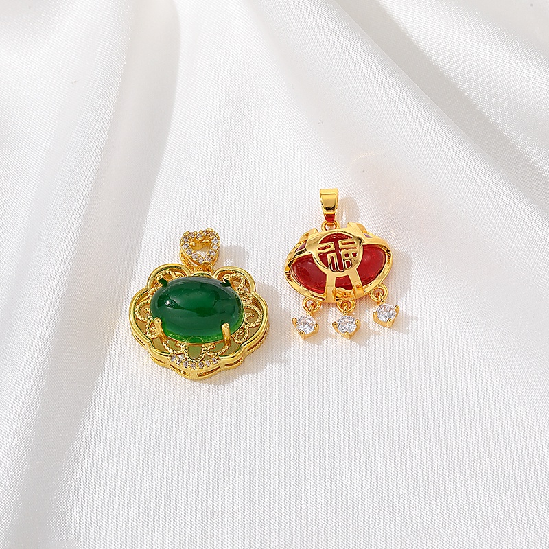 Mặt Dây Chuyền Hình Túi Xách Bằng Đồng 14K Kiểu Khảm