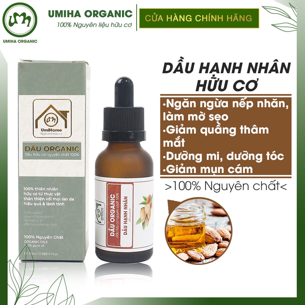 Dầu Hạnh Nhân hữu cơ UMIHOME nguyên chất 10/30ml dưỡng da hiệu quả