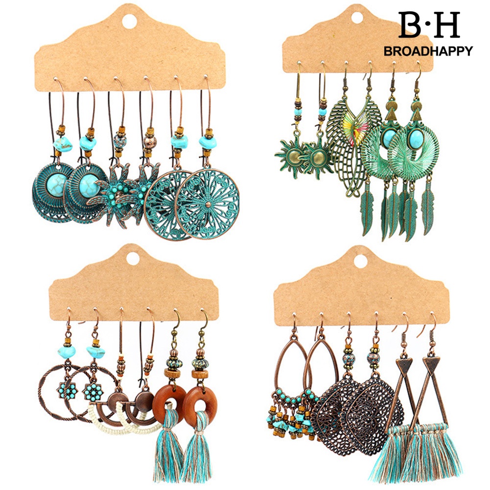 Set 3 đôi khuyên tai phong cách vintage độc đáo thời trang dành cho nữ