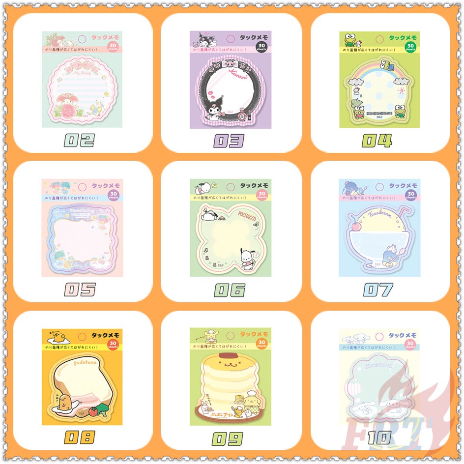 30 Tờ / Bộ ✿ Ghi Chú Dính Sanrio Q-3 ✿ Giấy Dán Ghi Chú Họa Tiết Hoạt Hình Hello Kitty / Little Twin Stars / Cinnamonroll / My Melody / Kuromi N Times