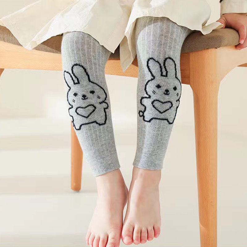 Quần Legging Cotton Kẻ Sọc Họa Tiết Gấu Hoạt Hình Xinh Xắn Dành Cho Bé 0-8 Tuổi