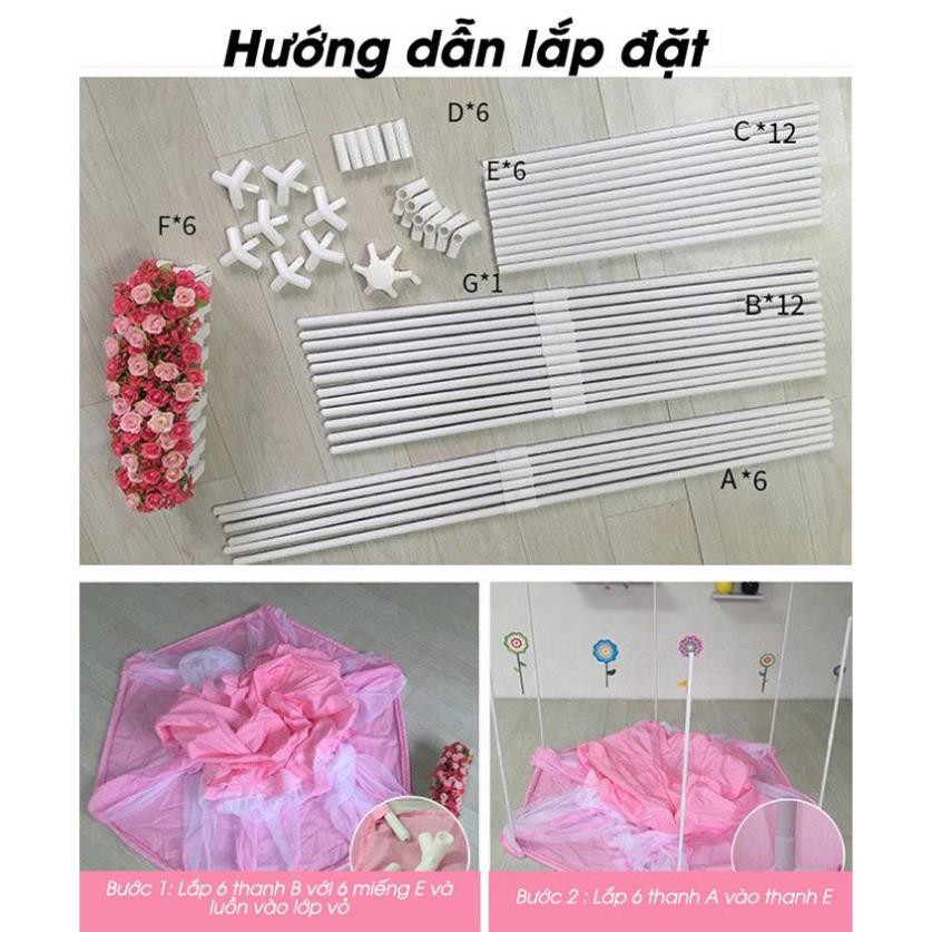 Nhà Lều Công Chúa Cho Bé Gái Lều Đồ Chơi Cho Bé Gái Size Lớn Màu Sắc Tươi Tắn [1.4 x 1.4 x 1.35 mét]