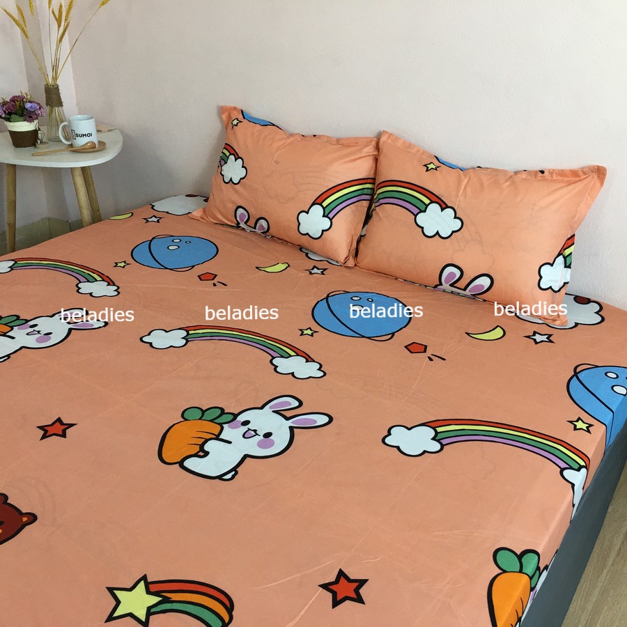 Bộ ga gối poly cotton m6 m8 2m hoạt hình ngộ nghĩnh