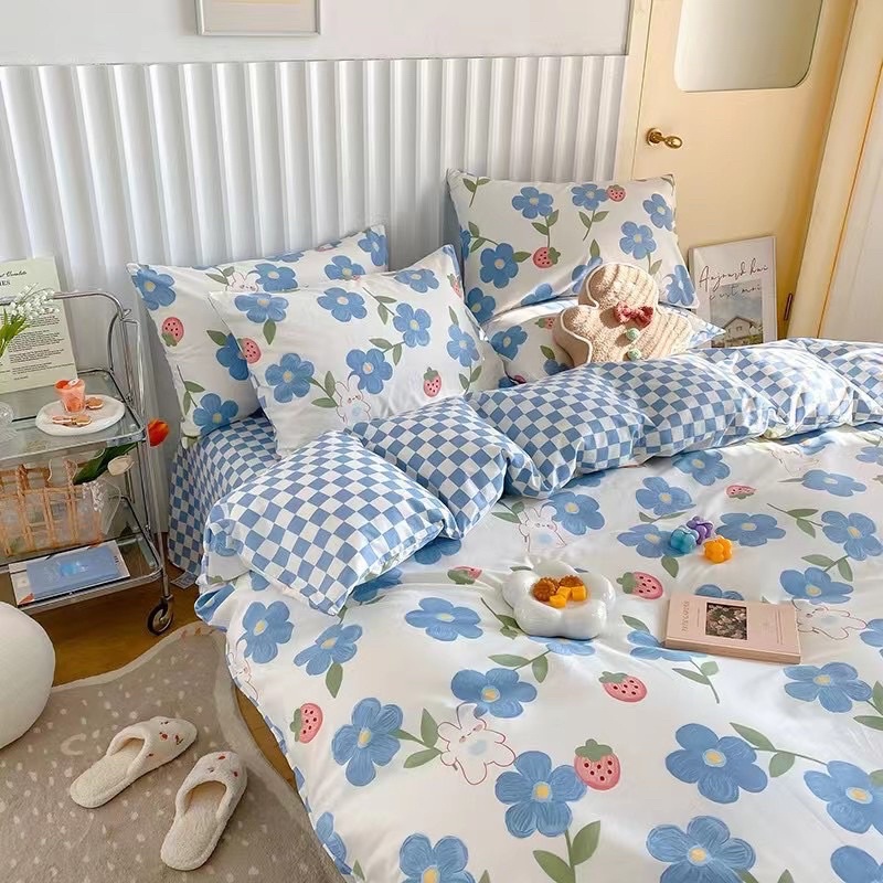 Set Bộ Vỏ Chăn Ga Hoa Xinh Chất Liệu Vải Cotton Living, Chất Vải Thoáng Mát, Bền Đẹp - Nhiều Hoạ Tiết _Shinbedding