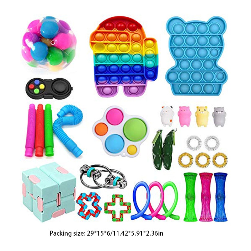 Set 30 Đồ Chơi Silicone Bong Bóng Giảm Căng Thẳng Cho Trẻ Em