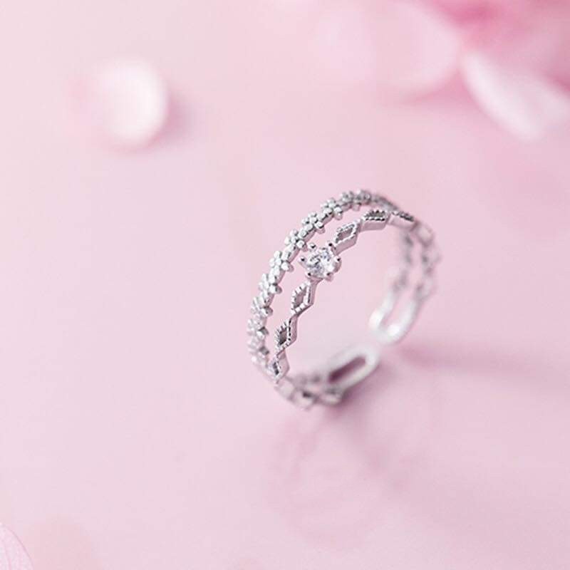 Nhẫn bạc nữ Nhẫn vương miện Công chúa bạc ta Van Jewelry V10007 free size tự điều chỉnh size tay