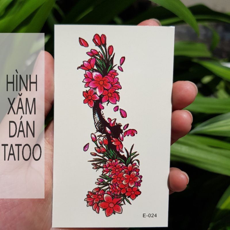 Hình xăm hoa e24. Xăm dán tatoo mini tạm thời, size &lt;10x6cm