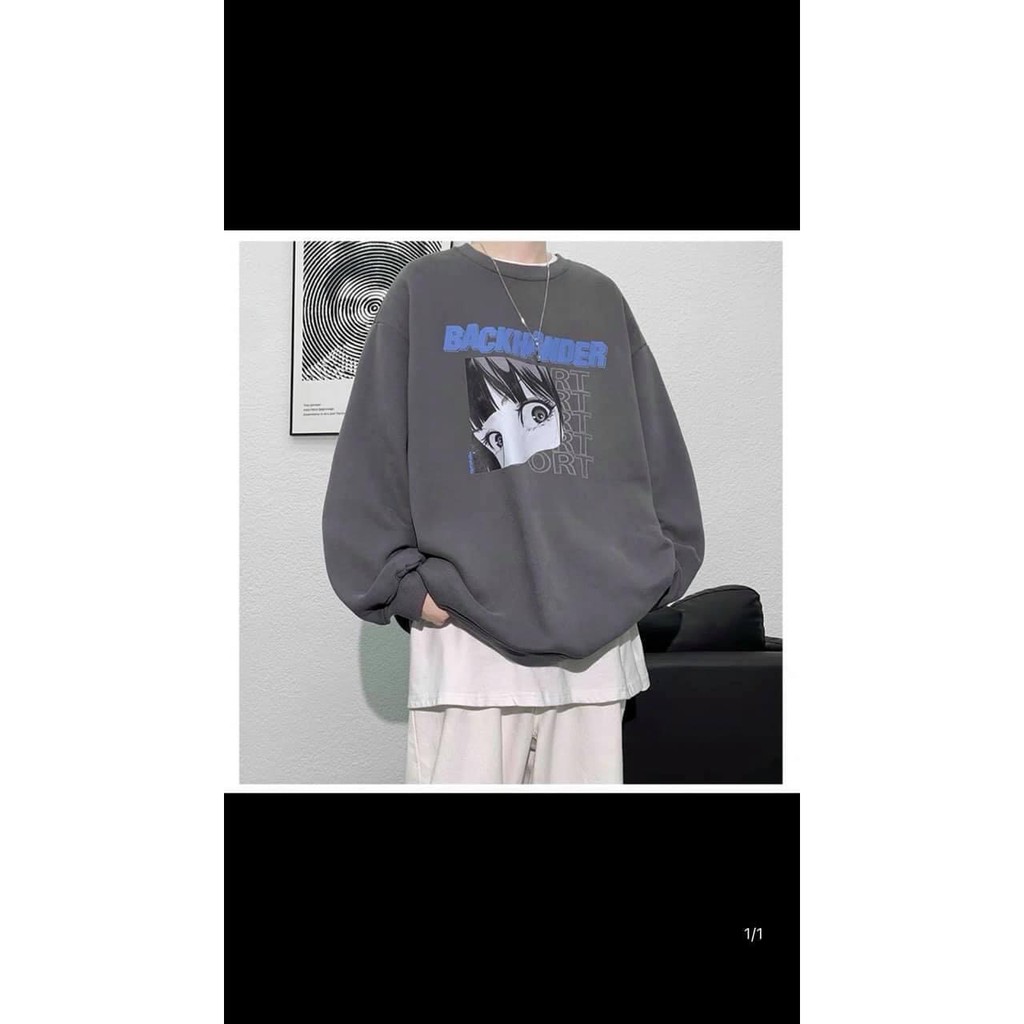 Áo thun dài tay form rộng hình Cô gái Backhander_Áo unisex dài tay thu đông basic, cá tính