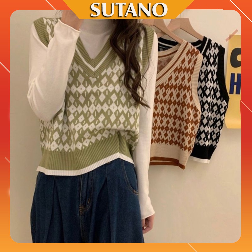 Áo gile len nữ Maika mỏng họa tiết thổ cẩm phong cách Hàn Quốc A463 SUTANO | BigBuy360 - bigbuy360.vn