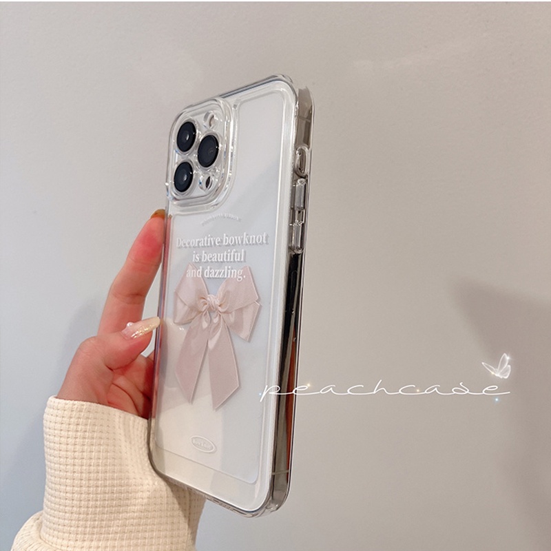 Ốp Điện Thoại Trong Suốt Chống Sốc Họa Tiết Thắt Nơ Cho iPhone 11 12 13 Pro MAX X XS MAX XR 7+ 8+ 7 8 Plus