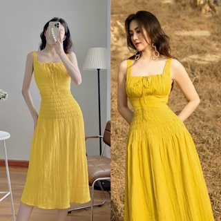 Đầm maxi 2 dây nhún eo d0090 - buns store