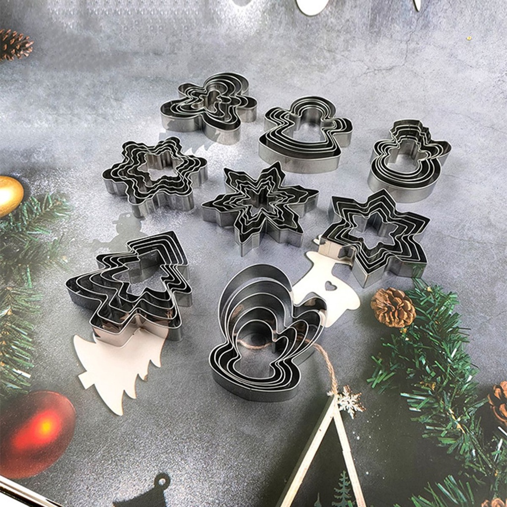 Set 5 khuôn làm bánh quy hình ông già Noel/người tuyết/ông già noel DIY VANES1