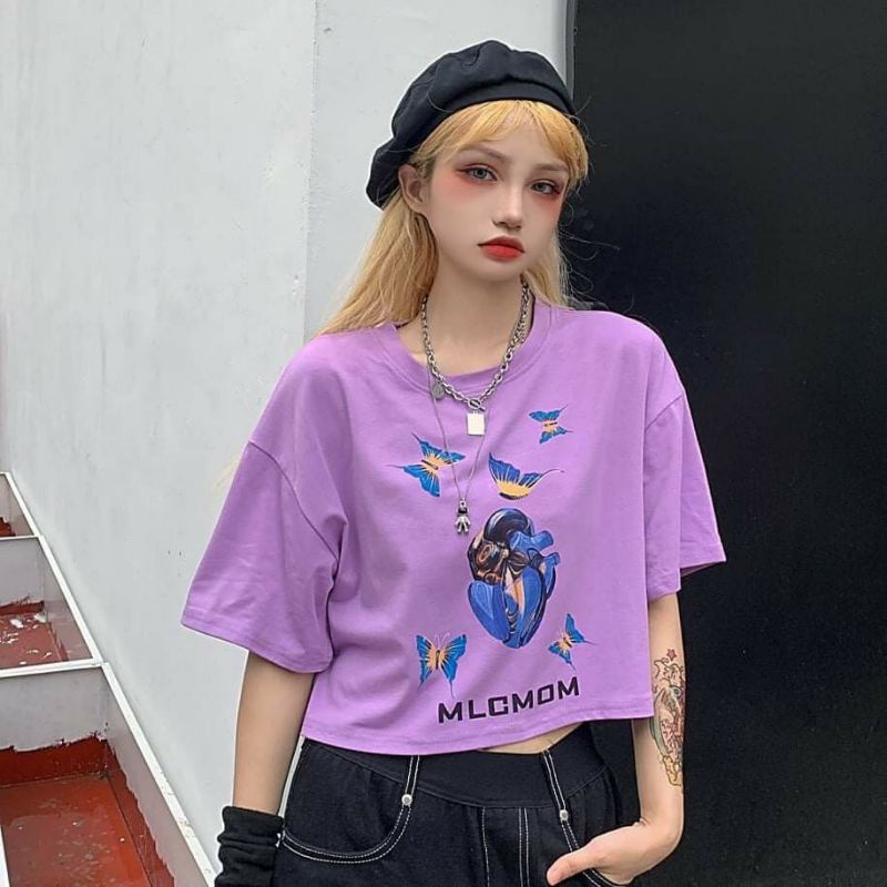 Áo croptop nữ tay lỡ , from rộng, freesize , thun cotton mềm mịn
