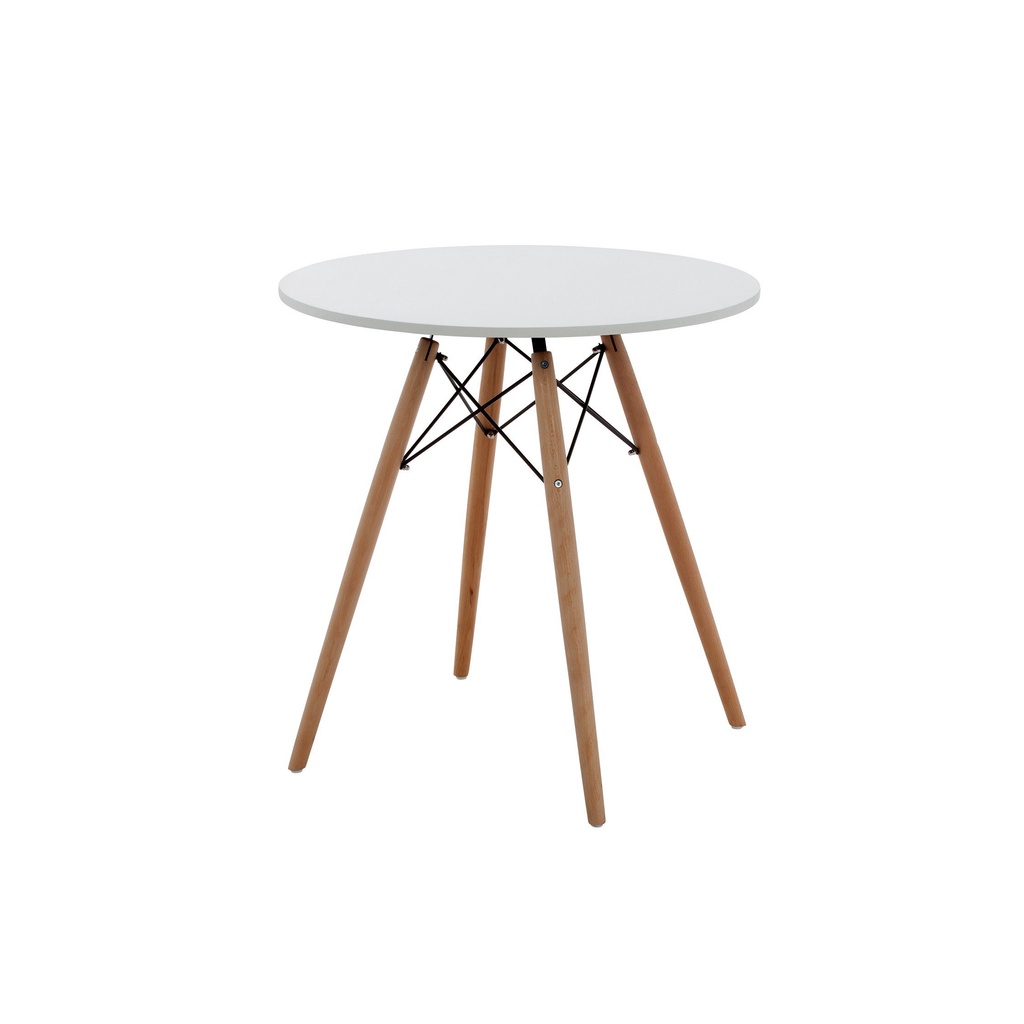Bàn Tròn Cafe bàn Eames Chân Gỗ Đan Sắt Màu Đen, Trắng