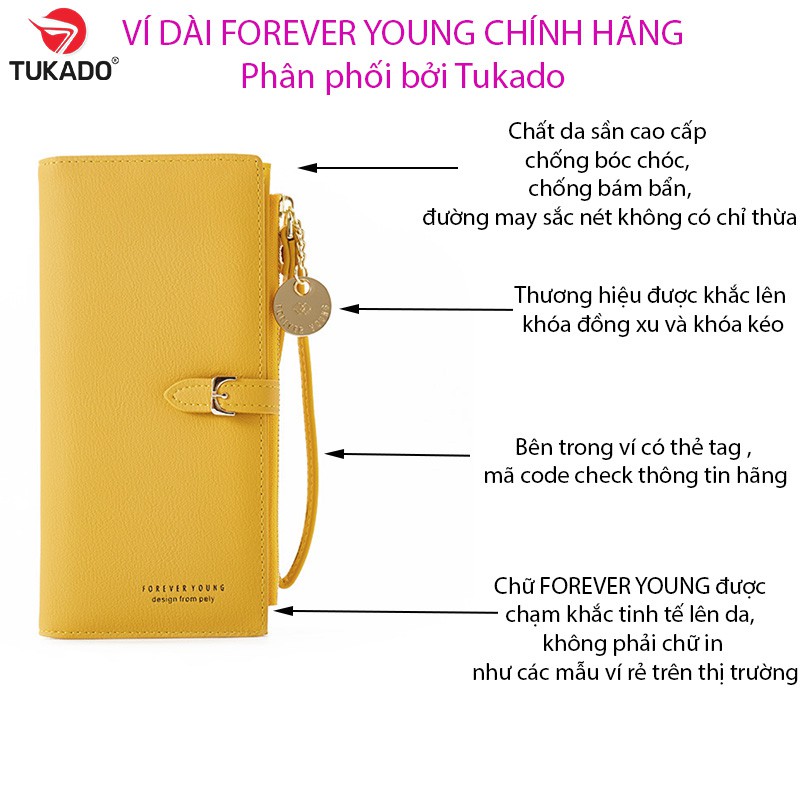 Ví Nữ Dài Cầm Tay Chính Hãng FOREVER YOUNG Đựng Tiền Phong Cách Hàn Quốc Da Sần Cao Cấp Siêu Đẹp Giá Rẻ VD07 - Tukado