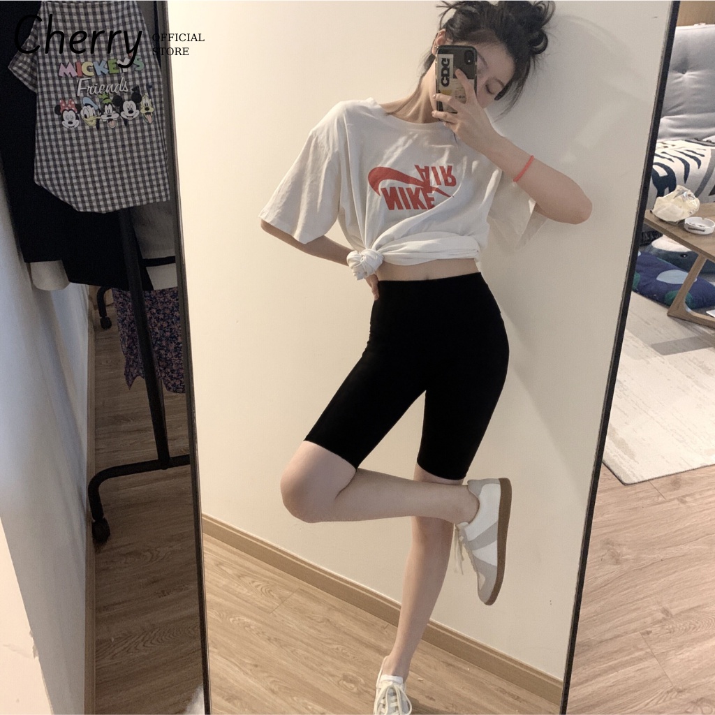 Quần Legging nữ Cherry Đùi,Lửng Ngố, Dài, nâng mông lưng cạp cao vải thun dày dặn ôm body bó mặc nhà tập gym yoga T050