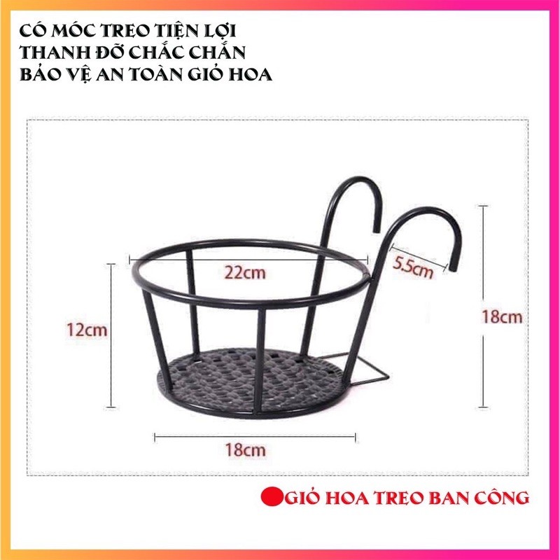 Giỏ treo hoa ban công trang trí decor GREEN HOME hàng loại 1
