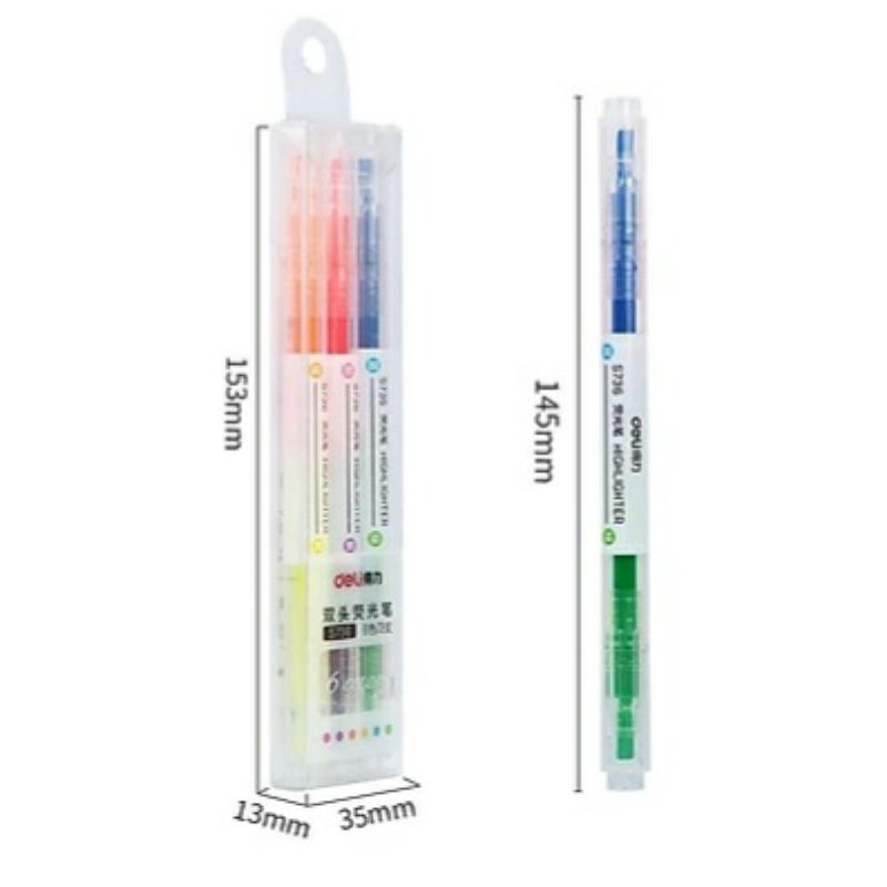 Bút highlight, dấu dòng, dạ quang 2 đầu Deli - S736