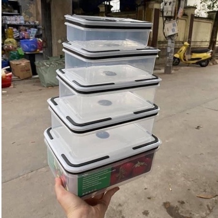 Bộ 5 Hộp nhựa đựng đồ tiện lợi, nhiều size cho gia đình (CHỮ NHẬT)