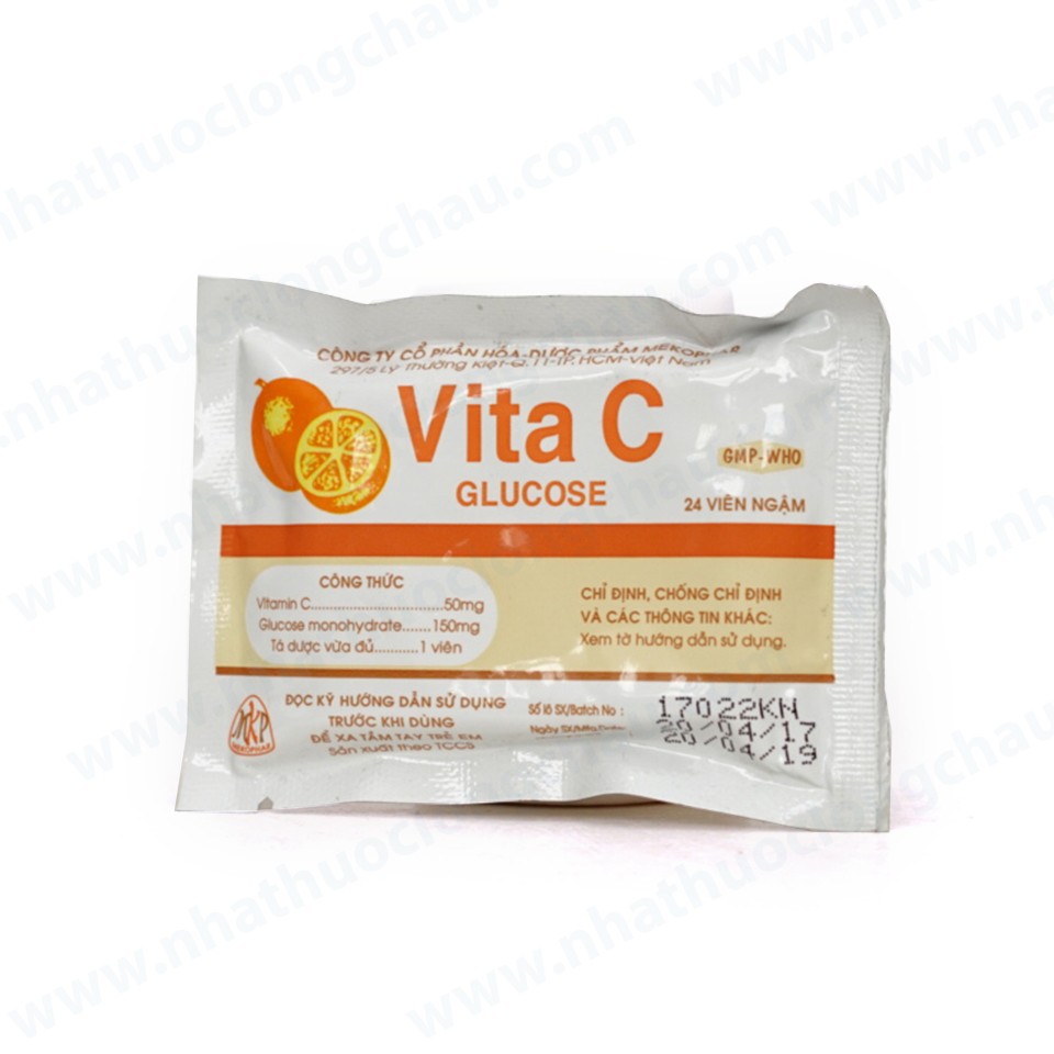 Kẹo ngậm Vita C gói 24 viên, bổ sung Vitamin C