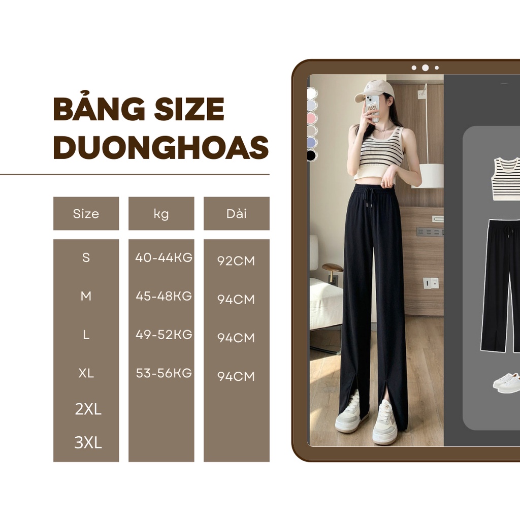Quần Thun Len Tăm Ống Rộng Xẻ Tà 100cm Không Túi Mới Nhất 2022 m108