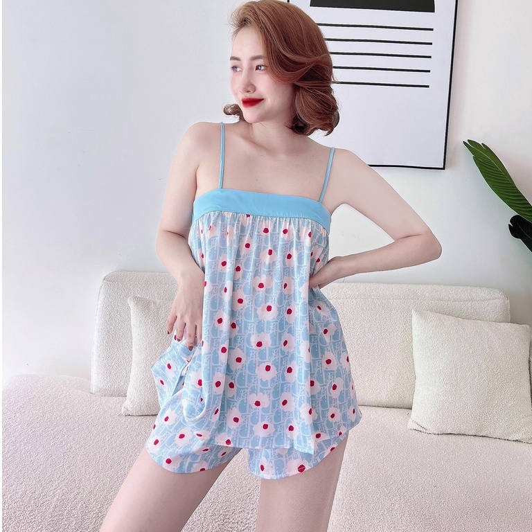 Đồ Mặc Nhà Nữ SOJUN Bộ Đùi Lụa Xước Tô Châu Viền Size 40-75Kg