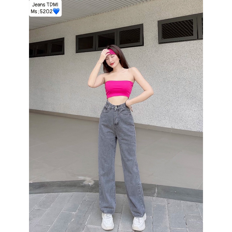 Quần bò nữ vải bò,quần jeans ống rộng lưng cao, Quần jean nữ ống rộng xanh đen dáng suông dáng dài ulzzang BGJ008 | BigBuy360 - bigbuy360.vn