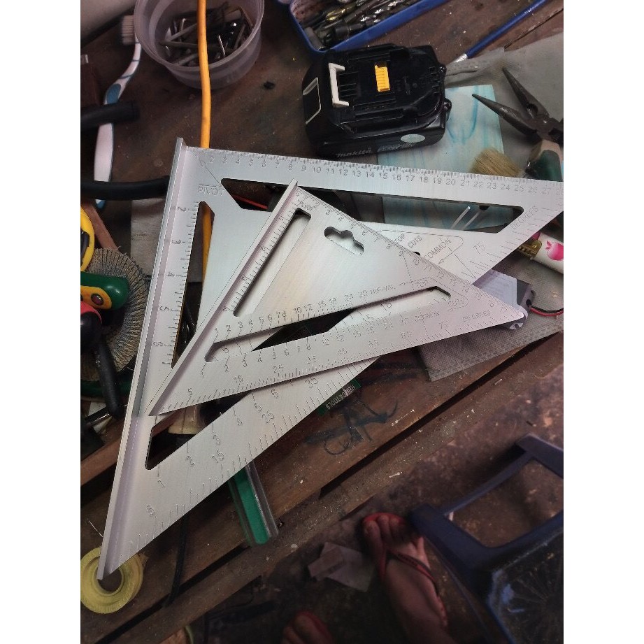Thước Mòi Nhôm  - 1 cái - THƯỚC VUÔNG TAM GIÁC