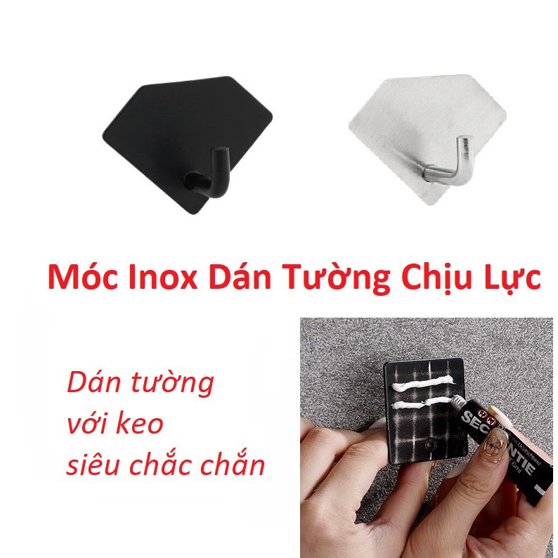 Móc Inox - Taky, Hình Kim Cương, Treo Đồ Dùng Đa Năng Nhà Tắm, Sử Dụng Keo Gắn Siêu Chắc Chắn, Chịu Lực Cao - 2003