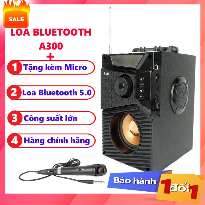 Tặng mic,Loa karaoke kèm mic,Loa nghe nhạc Bluetooth A18,A300,Siêu to siêu khủng giá ưu đãi -  Bảo hành 1 đổi 1