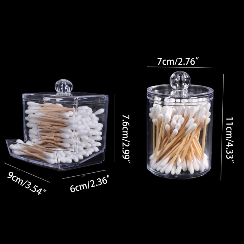 Bộ 3 Hộp Nhựa Acrylic Trong Suốt Đựng Bông Tẩy Trang