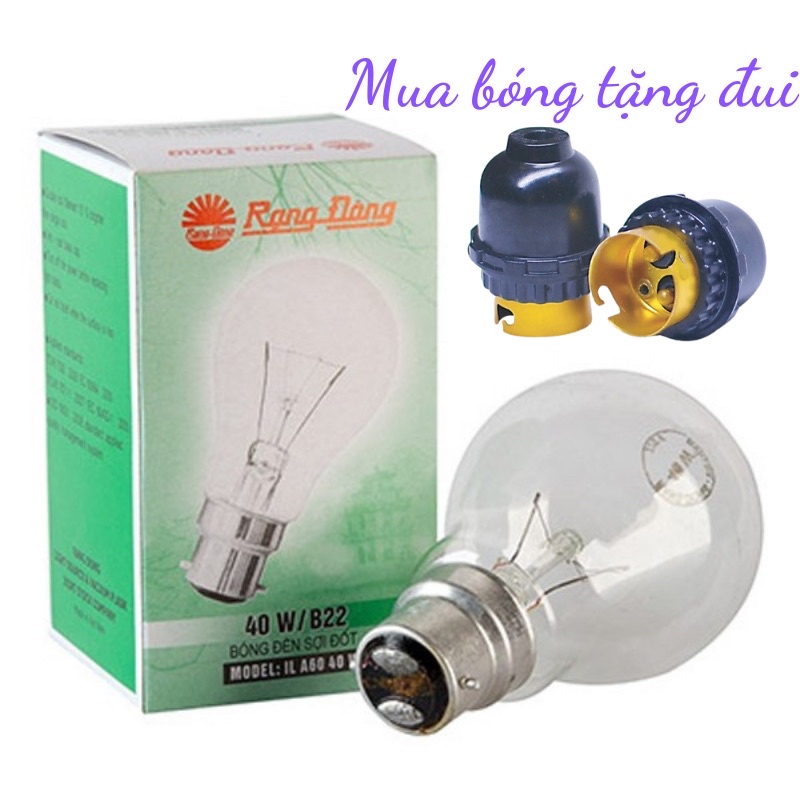 Bóng đèn sợi đốt Rạng Đông đui cài (gài) công suất 40w và 60w