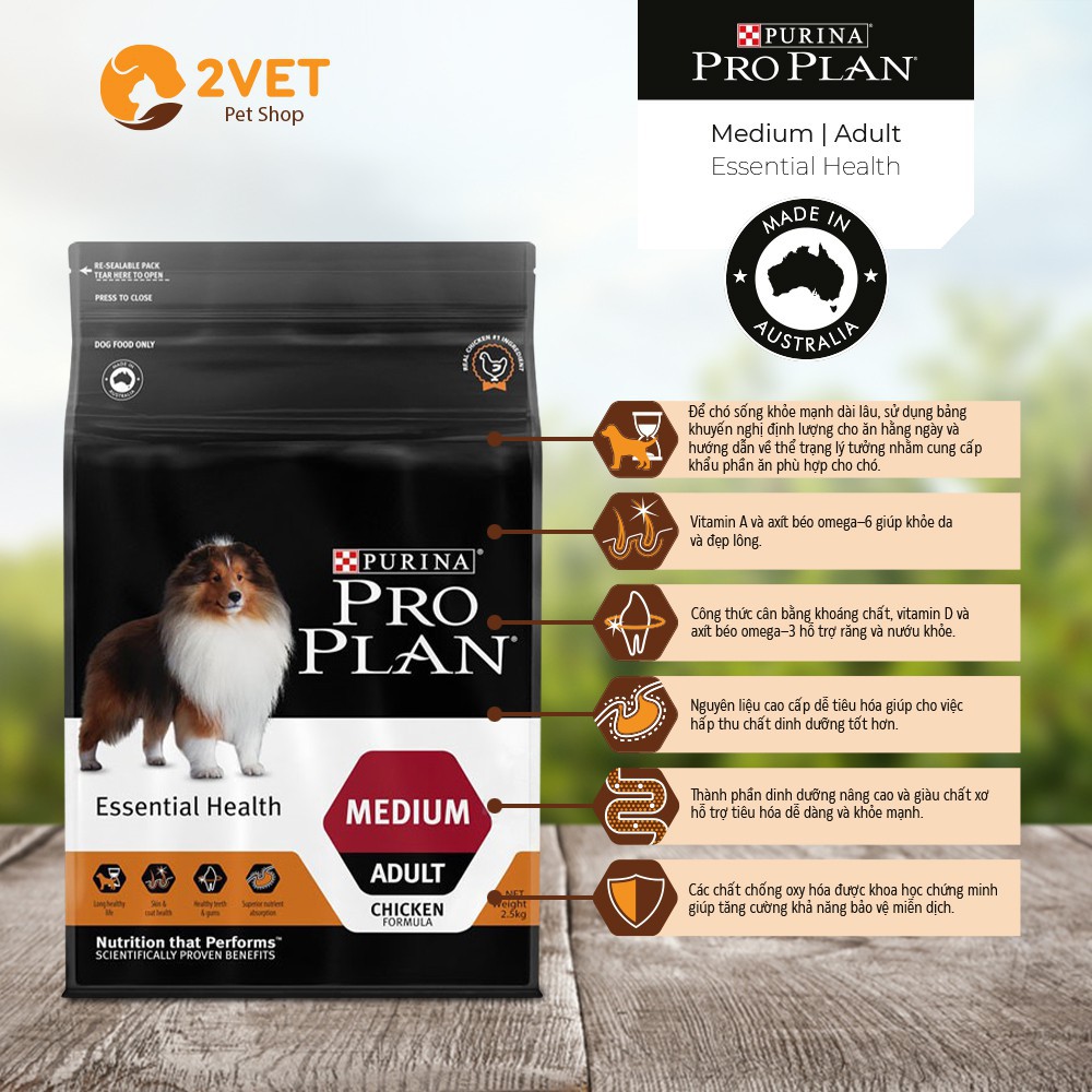 Đồ Ăn Cho Boss - Hạt Khô Cao Cấp Purina Pro Plan Dành Cho Chó Trưởng Thành - Bổ Sung Thật Nhiều Dinh Dưỡng - Gói 2,5Kg