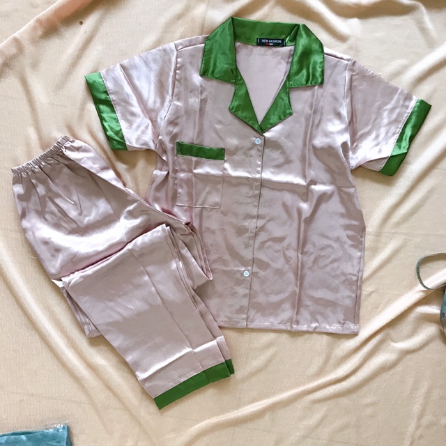 [CÓ SẴN] • ĐỒ BỘ PHI LỤA TRƠN VIỀN MÀU