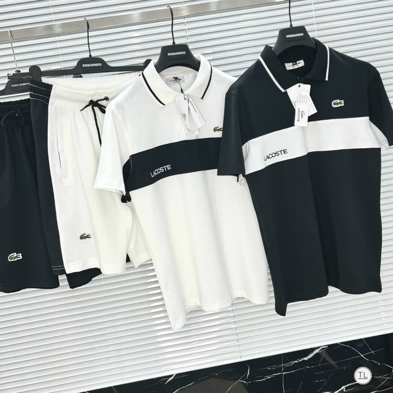Bộ thể thao LC thời trang nam có hoạ tiết thêu logo, Đồ bộ mùa hè phong cách trẻ trung btshop từ 45 đến 75 kg