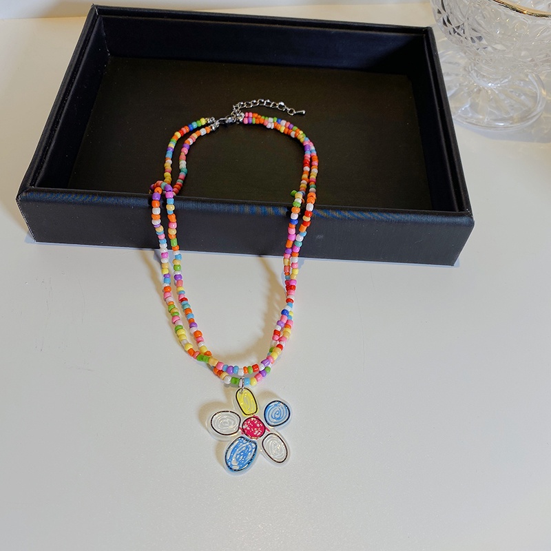 Vòng cổ Hai Lớp Đính Hạt Màu Sắc Cầu Vồng Thời Trang Dành Cho Nữ