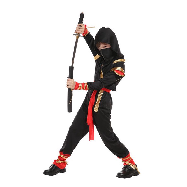 Trang Phục Hóa Trang Ninja Màu Vàng Đen Nhân Dịp Halloween Cho Bé Trai