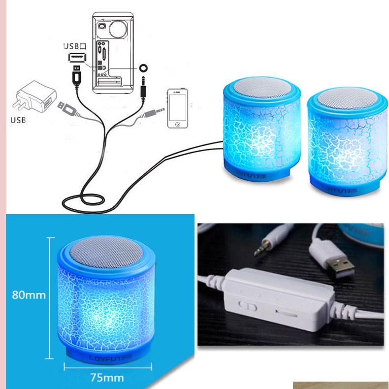 Loa máy tính màu hồng / trắng có đèn led nghe nhạc cực hay. Bộ gồm 2 loa ./ Vi Tính TG