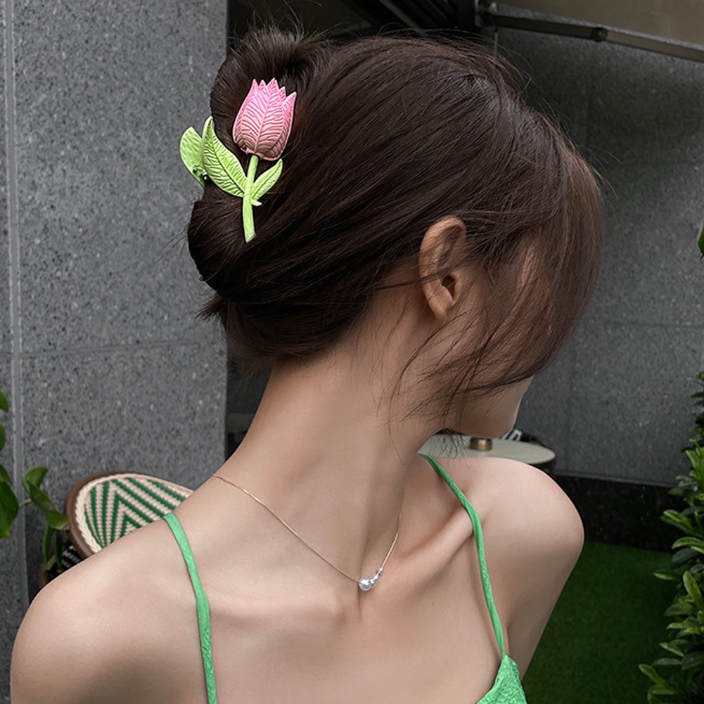 Kẹp Tóc Hình Hoa Tulip/Cá Mập/Cá Mập Màu Hồng Sáng Tạo Cho Nữ