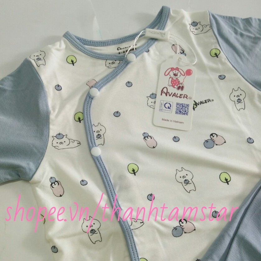 💥10 mẫu 💥Bộ sơ sinh cài lệch Avaler sợi tre size 0/3,3/6m