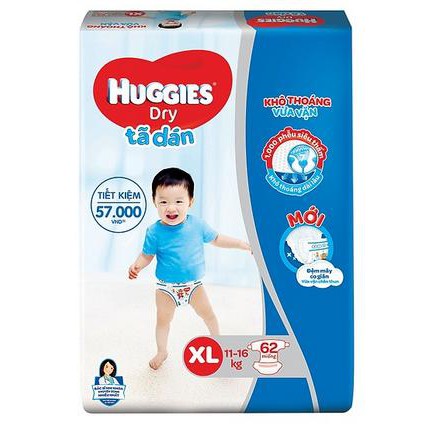 Tã dán Huggies XL62 đệm mây co giãn