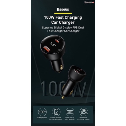 Tẩu sạc nhanh 100W Superme Digital Display PPS Dual Quick Charger Car Charger (100W, 12V đến 24V)