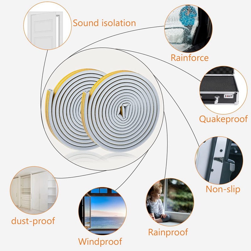 Bộ 2 Cuộn 10M Băng Keo Cao Su Dán Viền Cửa / Cửa Sổ Xe Hơi