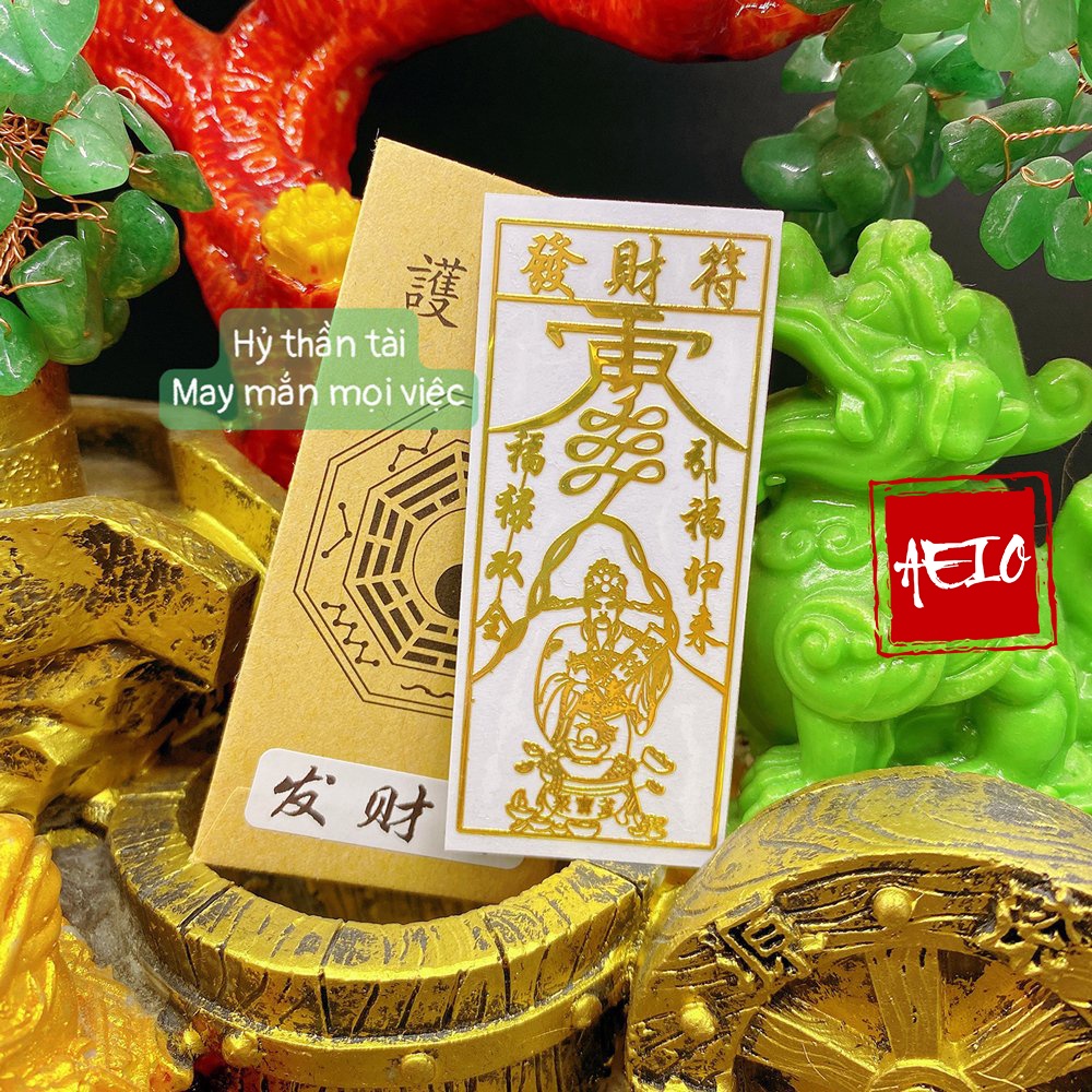 Miếng dán hỷ thần tài linh phù linh phù dán điện thoại, máy tính bảng, máy tính ...
