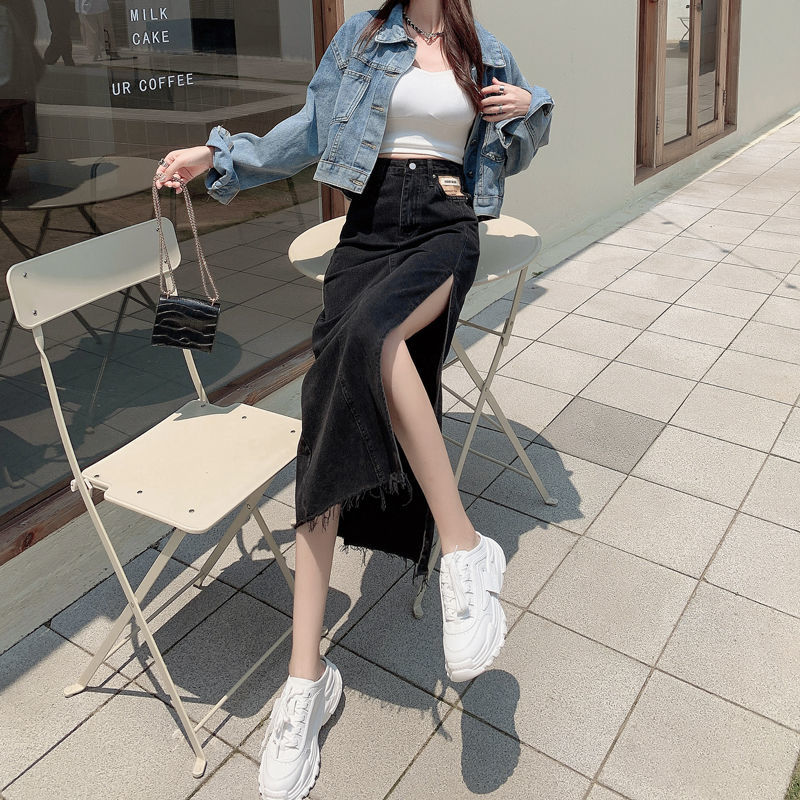 Chân Váy Jean Dáng Chữ A Rộng Kiểu Xẻ Tà Phong Cách Thời Trang Mùa Hè Cho Nữ