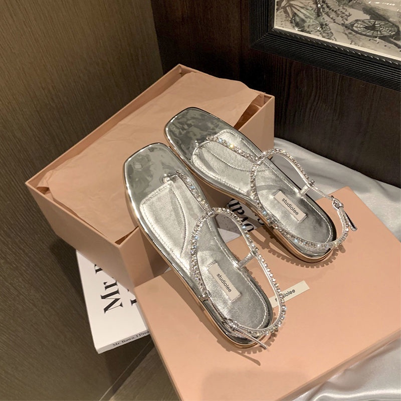 Jiashucheng Giày Sandal Đính Đá Thời Trang Mùa Hè Dành Cho Nữ