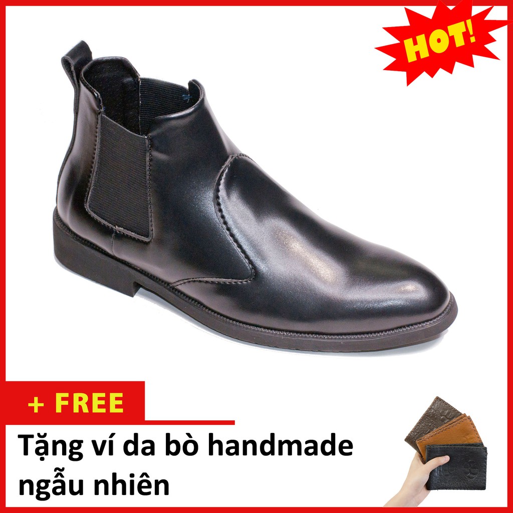 [Shop Uy Tín] Giày Chelsea Boot Nam Cổ Chun Da Nhám Màu Đen Đế Khâu Rất Chắc Chắn - CB520-NHAMCHUN (V)